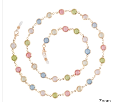 CHAIN/GOLD/ROUND PASTEL GEMS/LOBSTR CLAW CLASP CHLOE-G EYEGLASS CHAIN NECKLACE