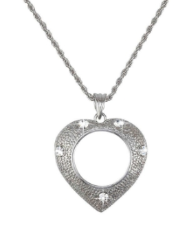 MAGNIFIER NECKLACE/ SILVER HEART/ SLVR CHAIN/ 5X MAG CLM-HEART