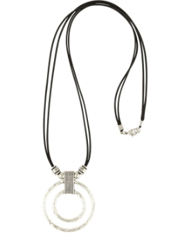 KODA EYE GLASS HOLDER NECKLACE/SILVER BEADS, BLACK ROPE