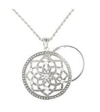 Silver Lotus Magnifier Necklace 3X